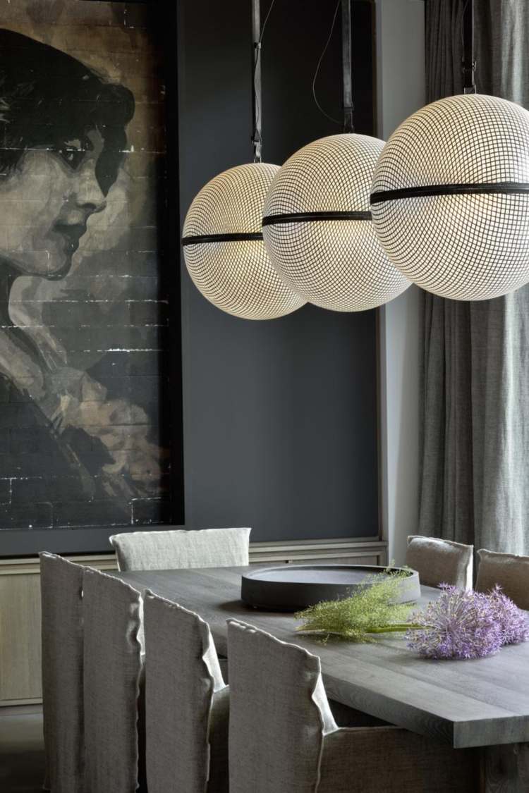 antracitová farba dizajn steny jedáleň moderný vidiecky štýl