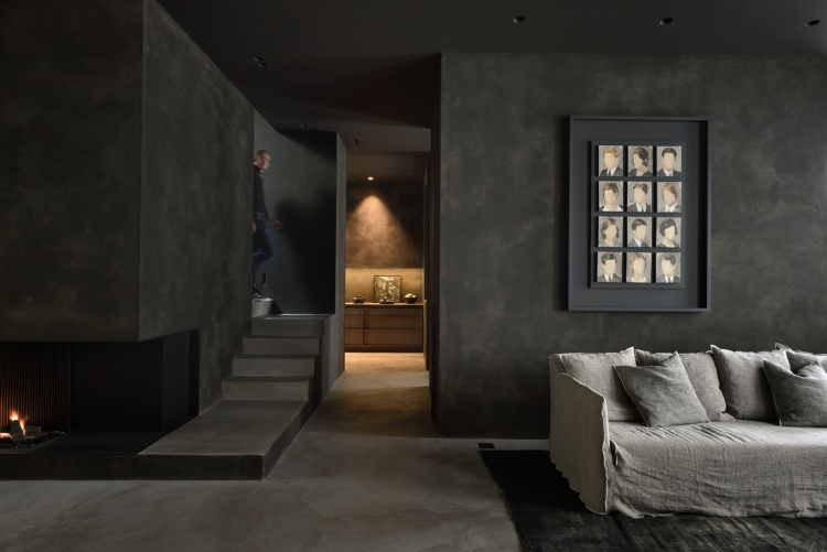 antracitová farba obývacia izba vidiecky štýl moderné krbové sedacie súpravy čalúnenie