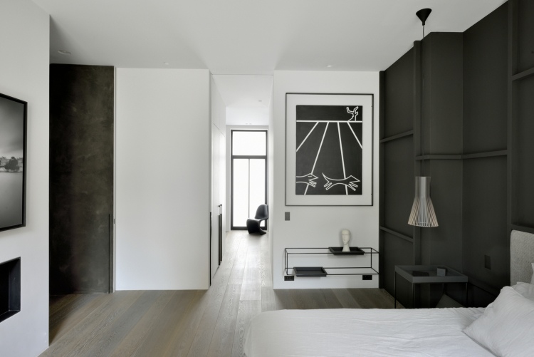 antracitový dizajn spálne so zariadením spálne