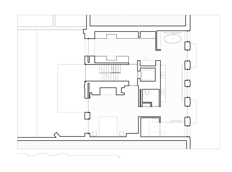 schody antracitovej farby prvé poschodie pôdorys