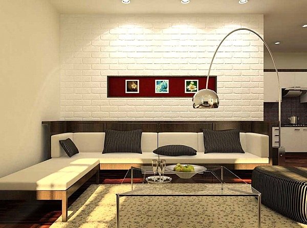 Nápady na zdobenie obývačky Červené akcenty so svetelným dizajnom