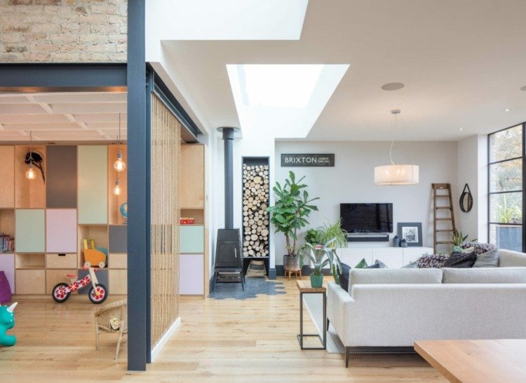 hmatový dom rodinný dom obytná časť krbová deliaca priečka vyrobená z lana