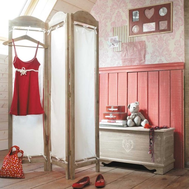 nápady rozdeľovače izieb detská izba drevo paraventná dievčenská izba nápady-rozdeľovače izieb pre detské izby-drevené-paraventné-dievčenské-izby