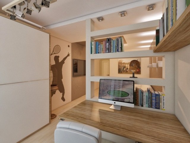 rozdeľovač miestností detská izba polička knihy učebný priestor priestor na spanie delič miestnosti-detská izba-polica-knihy-miesto na učenie-priestor na spanie