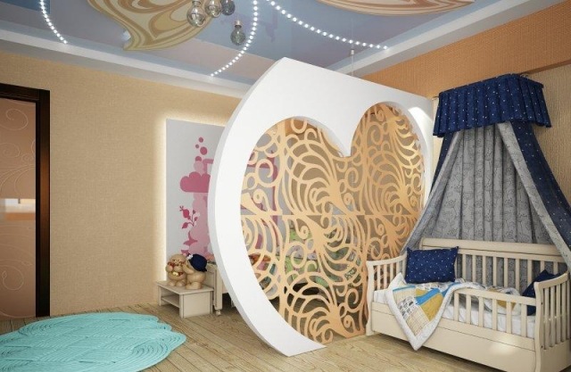 Deliaca stena detská izba batoľa detská izba delenie zlaté tóny Priečka-detská izba-batoľa-detská izba-divízia-zlaté tóny