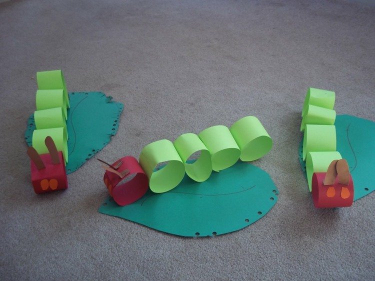 Vyrobte húsenice z papierových krúžkov alebo toaletných roliek húsenica-drotár-papier-listy-lepidlo-krúžky-pásy papiera