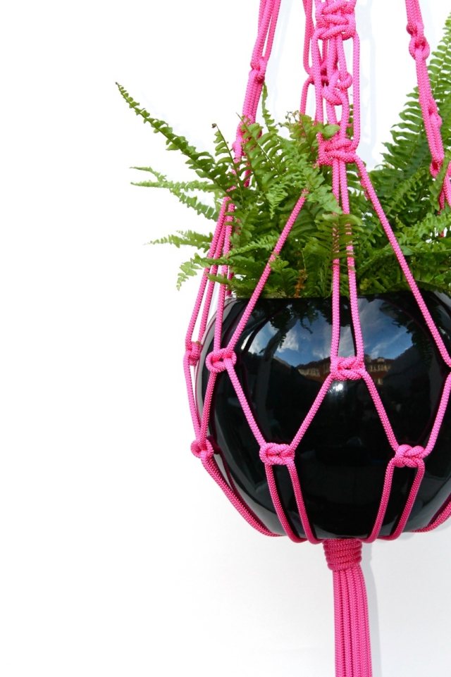 macrame nápady na závesný kôš syntetické ružové papradie