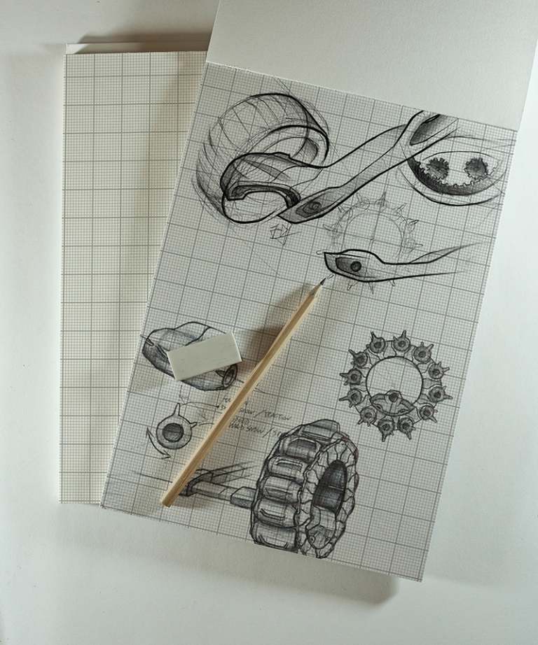 RDSV-snežný skúter-kresba-ceruzka-guma-kresba-papier-ručne vyrobený