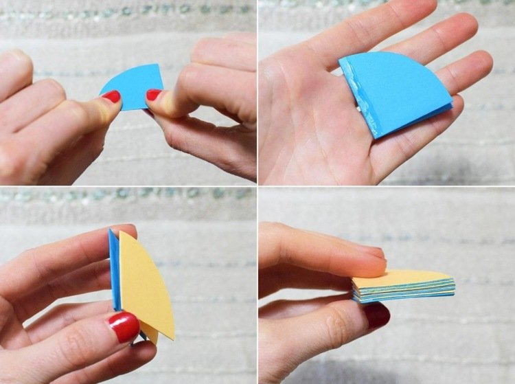 Zložte kruhy na štvrtiny a poukladajte ich na seba na dáždnik