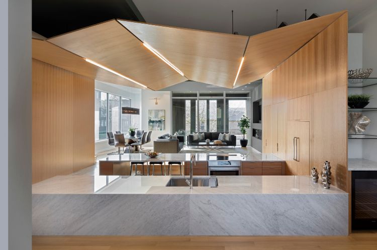 radový dom novostavba viacrodinný dom architektúra mestský rozvoj mimoriadny udržateľný dizajn obývacia izba kuchyňa japonský štýl