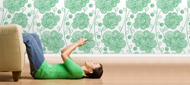 Digitálne tlačený individuálny dizajn tapety so zeleným kvetinovým vzorom Allegro