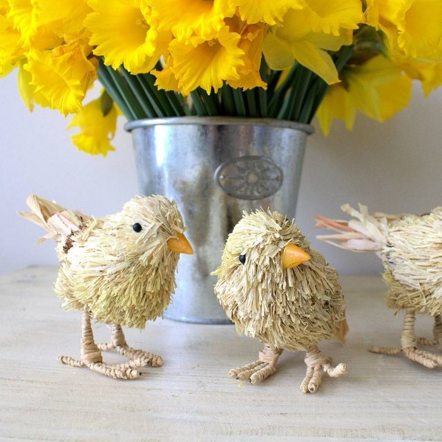 Dekoračná stolová kytica jarný drotár Veľkonočný set vtáčik
