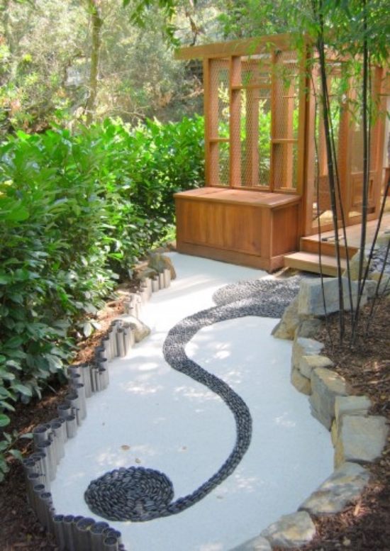 nápady na drevenú pergolu záhradný dizajn pre zenovú záhradu