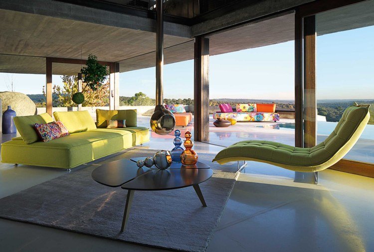 ležadlo obývacia izba tráva zelená čalúnená sedacia súprava salónik roche bobois