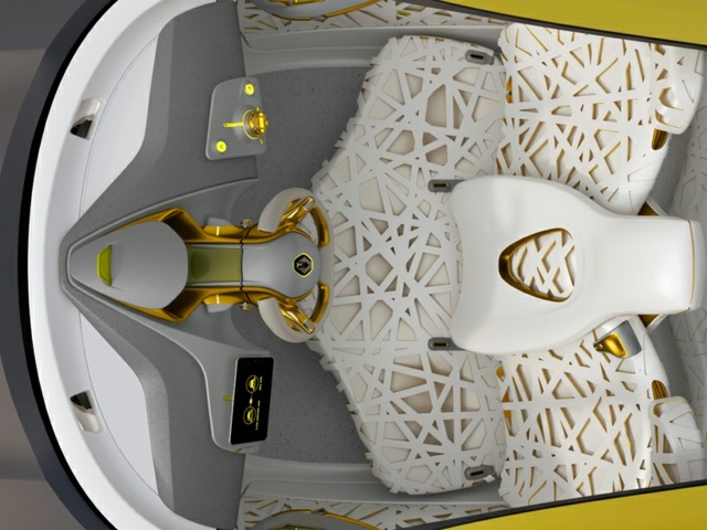 Auto show Renault Electric Electric Drive KWID concept Elektrický pohon Koncepčné auto KWID autosedačky biele