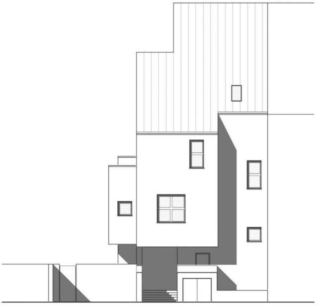 Zrekonštruovaný mestský dom v Kolíne nad Rýnom-KLR-výhľad na ulicu