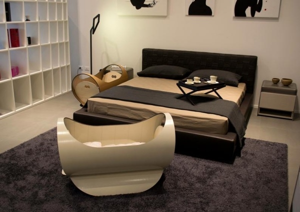 interiér spálne detská kolíska lulla vyrobená z recyklovaných materiálov