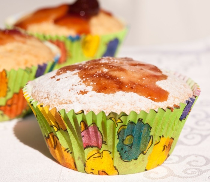 Muffiny s džemom vyrobené z jahôd