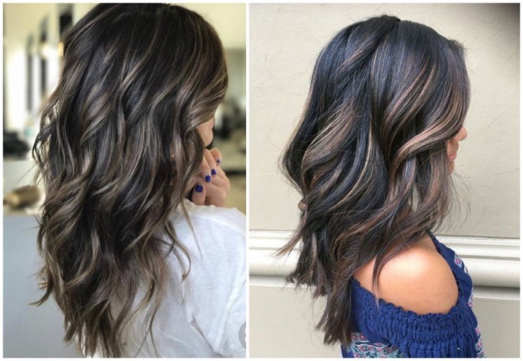 Jasanovo hnedé a svetlohnedé odlesky v melíroch s tmavými vlasmi