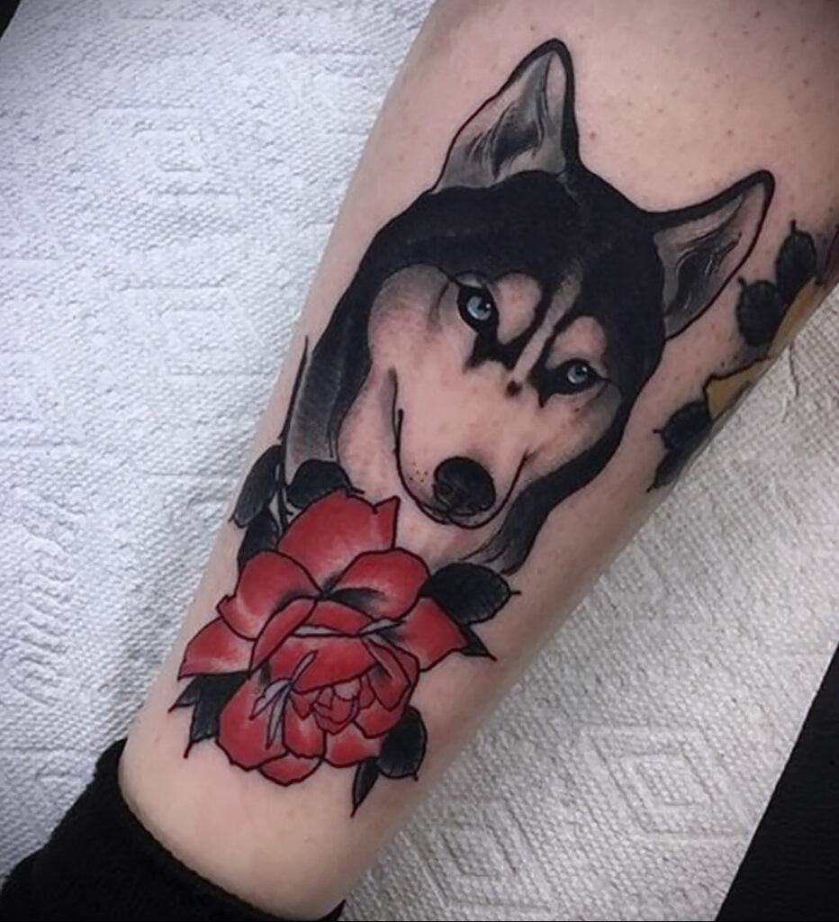 Fénykép egy tetoválásról egy kutyafajtával Husky 03/08/2021 №20120 - husky tetoválás -