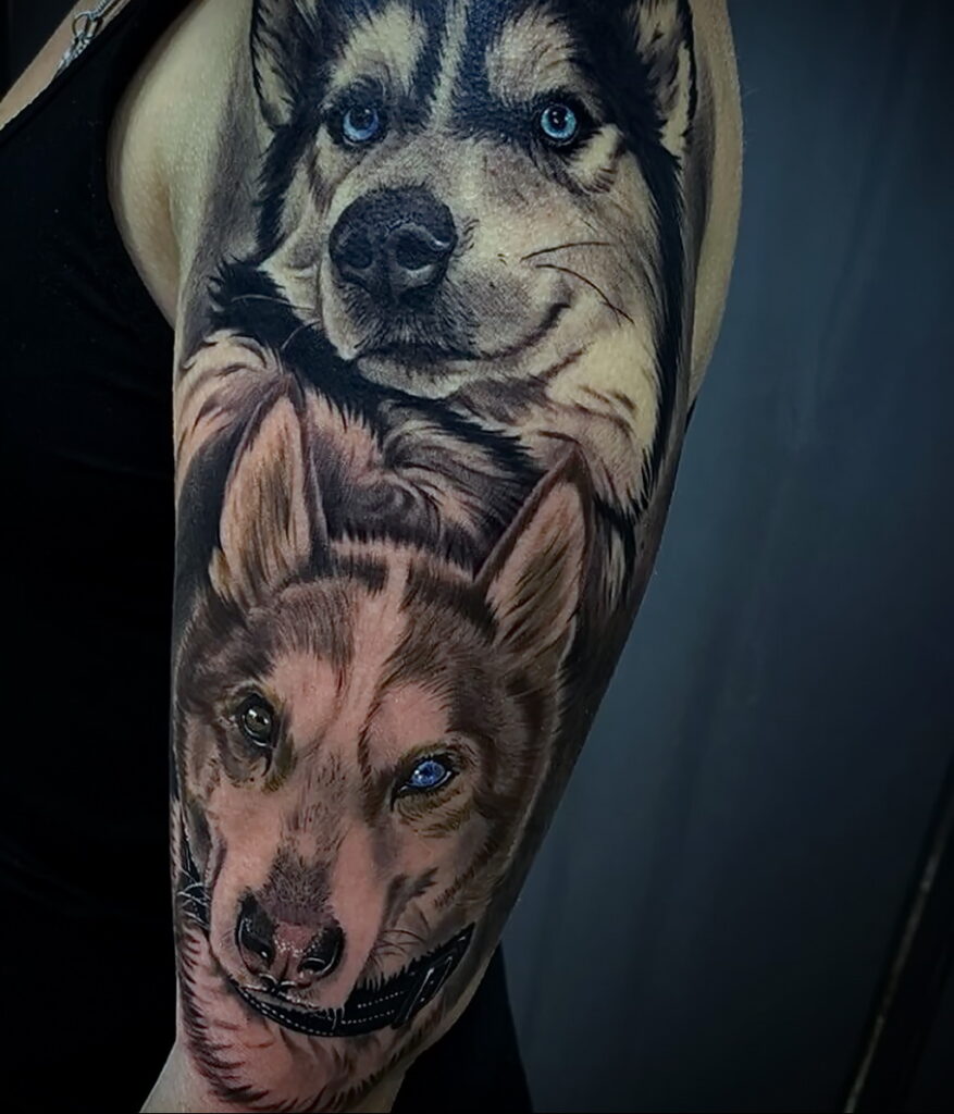 Fotó a tetoválás rajzáról Husky kutyafajtával 2021/03/20 №315 - husky tetoválás -