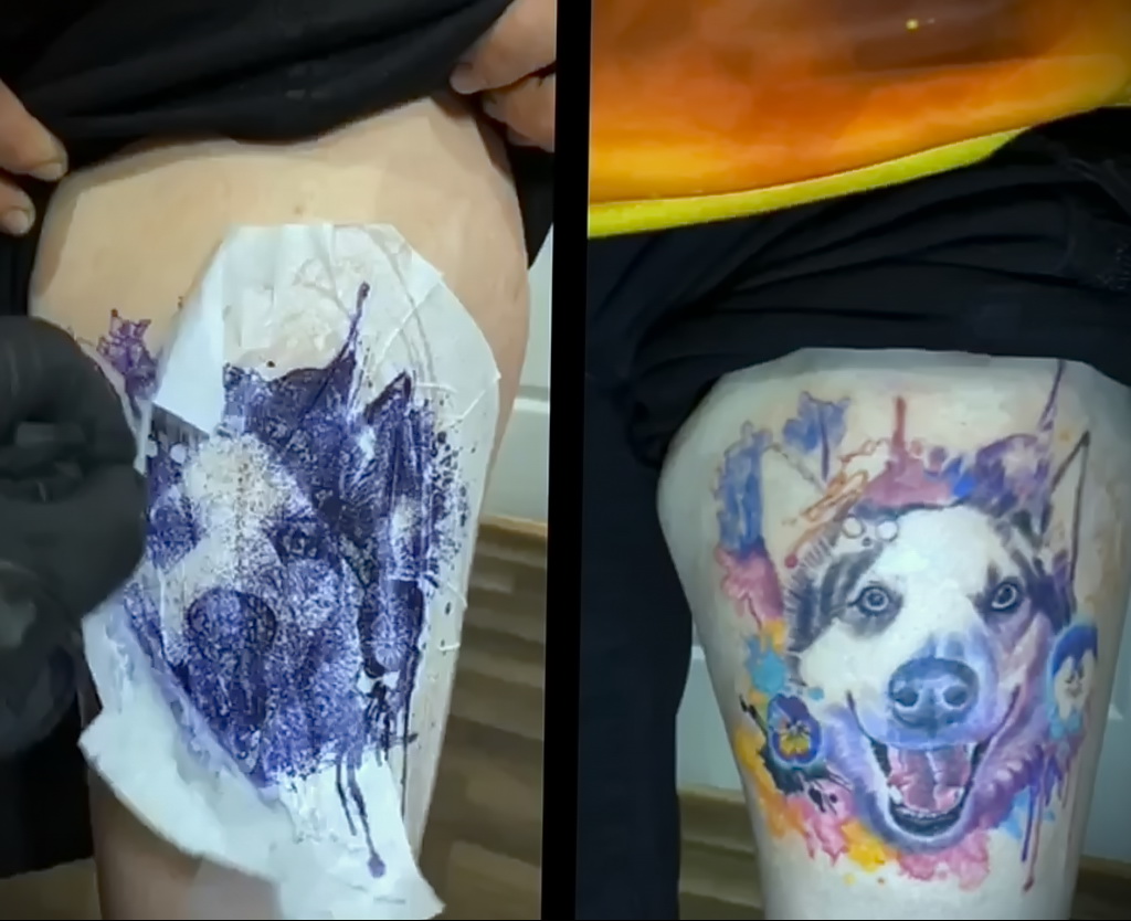 Fénykép a tetoválás rajzáról Husky kutyafajtával 2021/03/20 №296 - husky tetoválás -