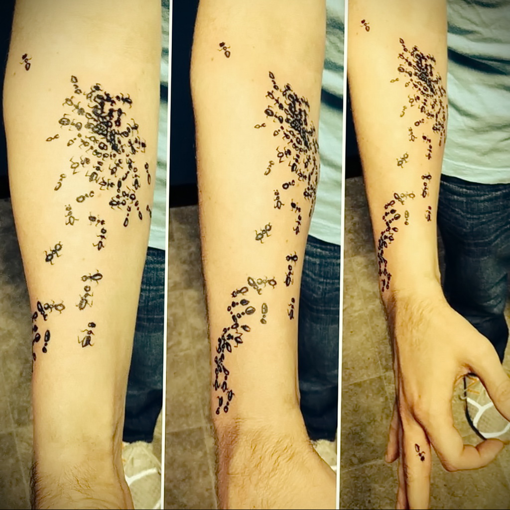 Fotó példa egy tetoválás rajzára hangyával 03/21/2021 №115 - hangya tetoválás -