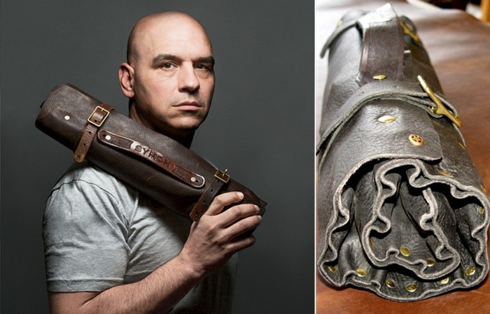 Vreckový kožený kotúč na kuchársky nôž ako darček