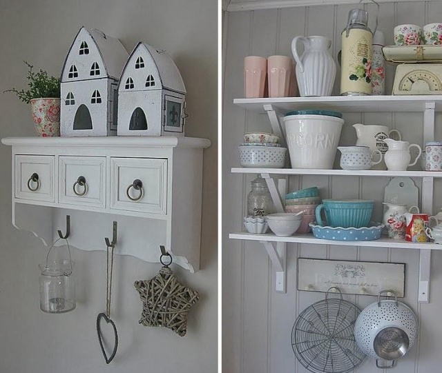 shabby-chic-deco-kuchyňa-otvorené-police-šatník