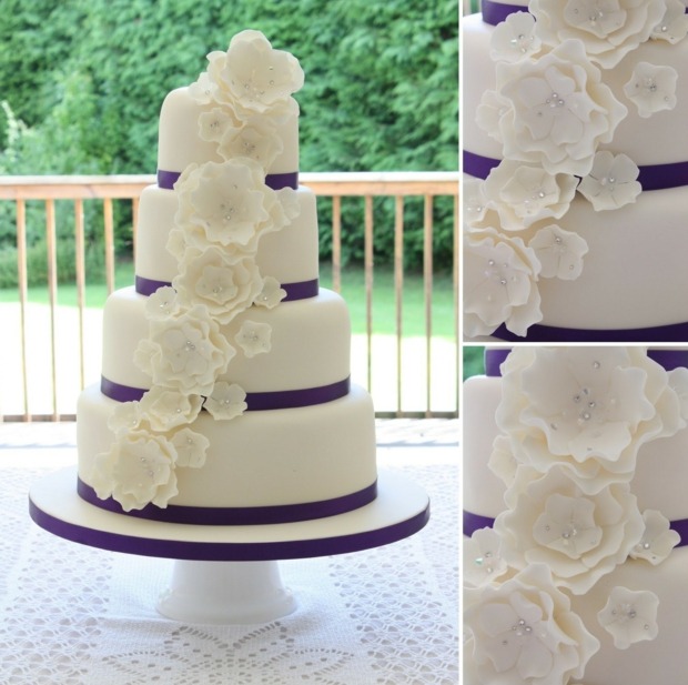 pripravte si lahodný koláč sami kvety fialová saténová stuha trblietavé perly