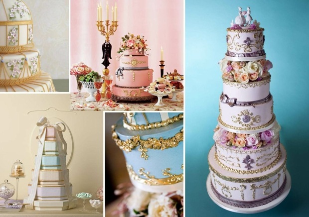 Štýl stojan na tortu zdobí kvety svadobnú tortu prvky zlatého cukru