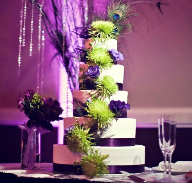 Dekoratívne kvety orgovánov zelené kvety slivky perie