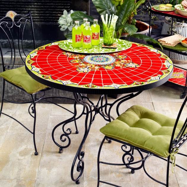 železný záhradný nábytok doska stola romantická mozaika romantický železný záhradný nábytok mozaiková doska z prúteného štýlu