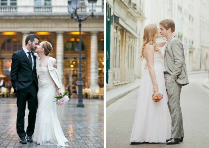 Cestujte do Paríža, mesta lásky štýlovo oblečený-svadobný pár-na-ulici