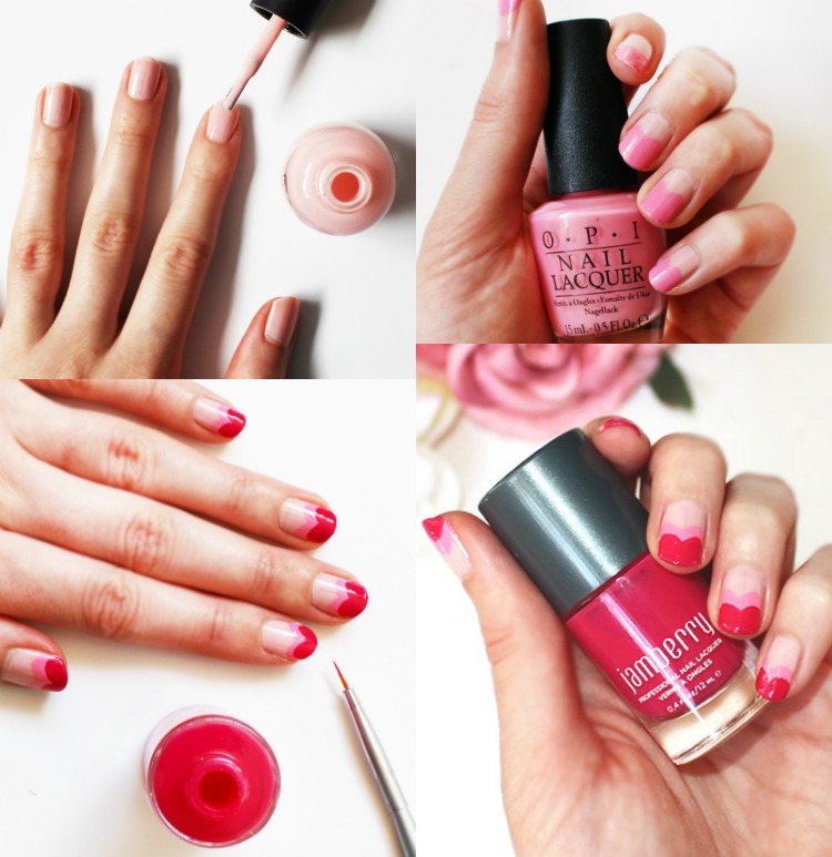 pink-nail-do-it-yourself-nail-designy-srdce-červená-ružová-svetlo ružová
