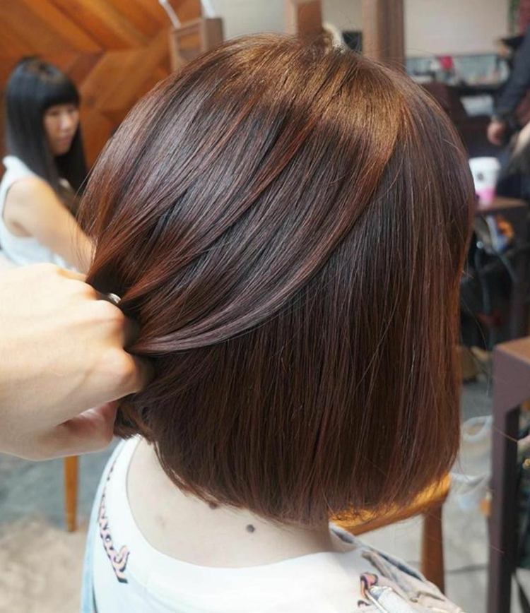 Ružová hnedá farba vlasov nápady klasického účesu brunetky trendy vlasov krátky bob účes