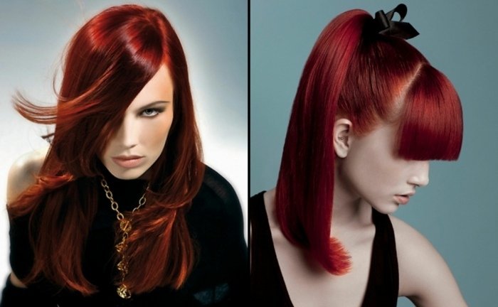 styling ofiny s dlhými červenými vlasmi červené vlasy styling ofina účes bočné lúčenie