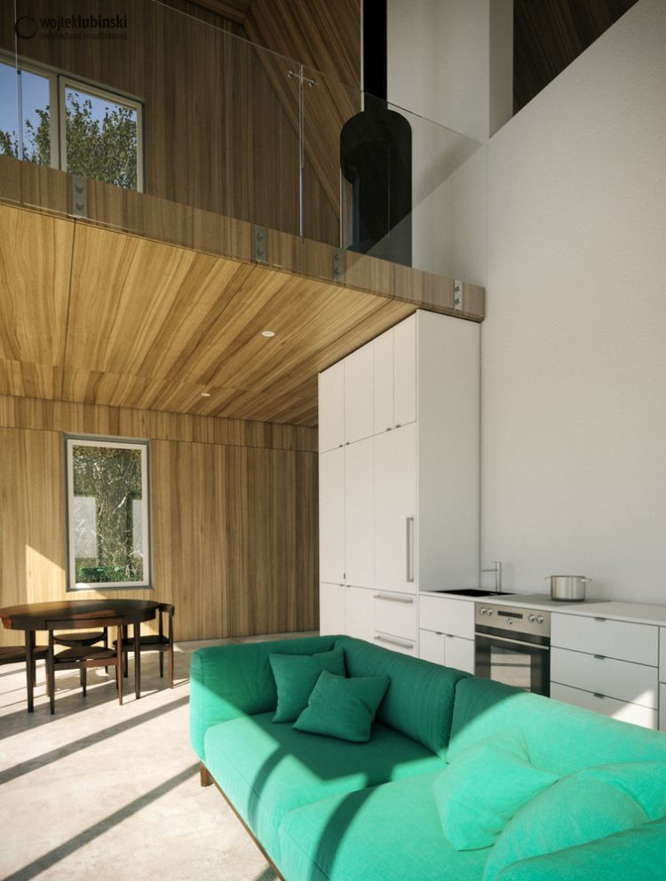 tichá chata pri jazere trojposchodový výhľad kuchyňa obývačka kanadské pobrežie