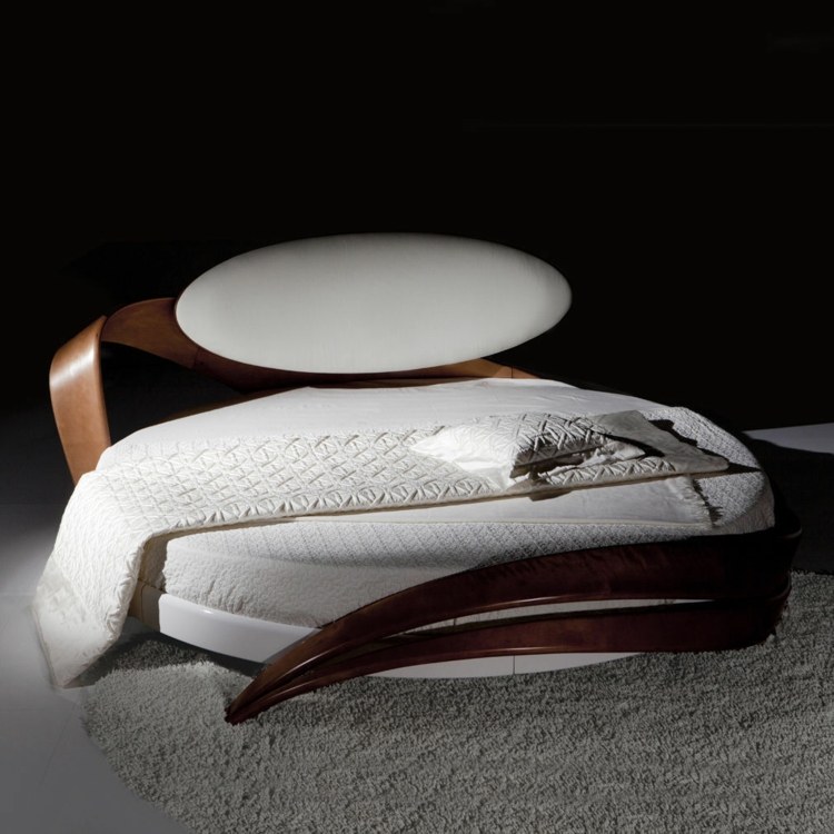okrúhle postele brazo drevo dizajn tmavý zakrivený tvar