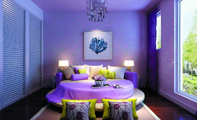 postele okrúhle purpurové zariadenie nábytku doplnky lamely šatník