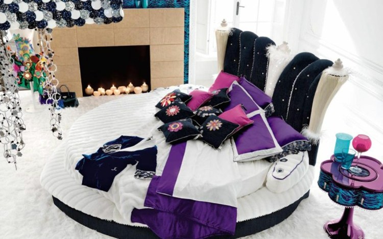 postele okrúhle elegantné zariadenie mladosti izba dievča nápad hodiť vankúše