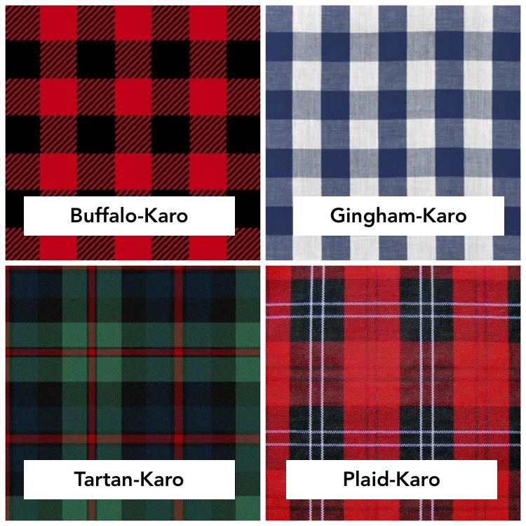 Prehľad rôznych kontrolovaných vzorov Buffalo Gingham Tartan Plaid