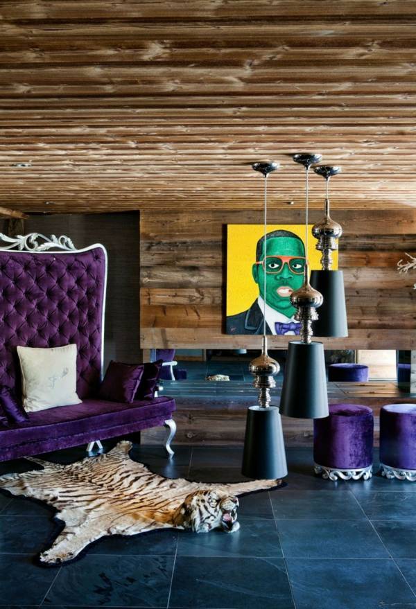 moderná eklektická výzdoba-horská chata moderný eklektický dekor