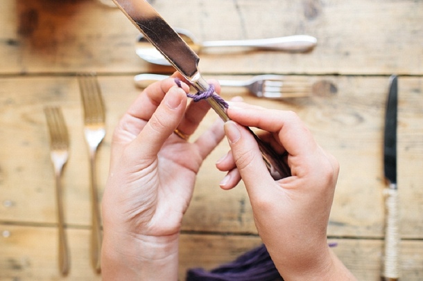 Nápady na dekoráciu príborov Motúz obklopuje skvelý nápad Nápady na dekoráciu Omotajte priadzu a vytvorte skvelý nápad