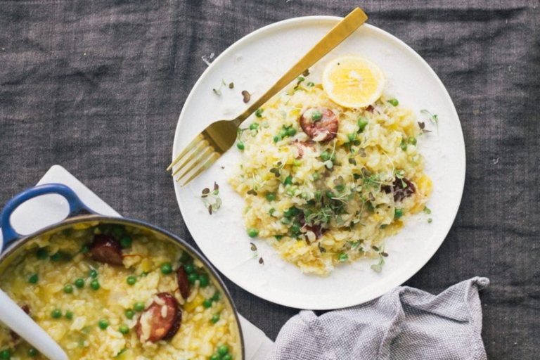 Pečené jedlá rizoto chorizo