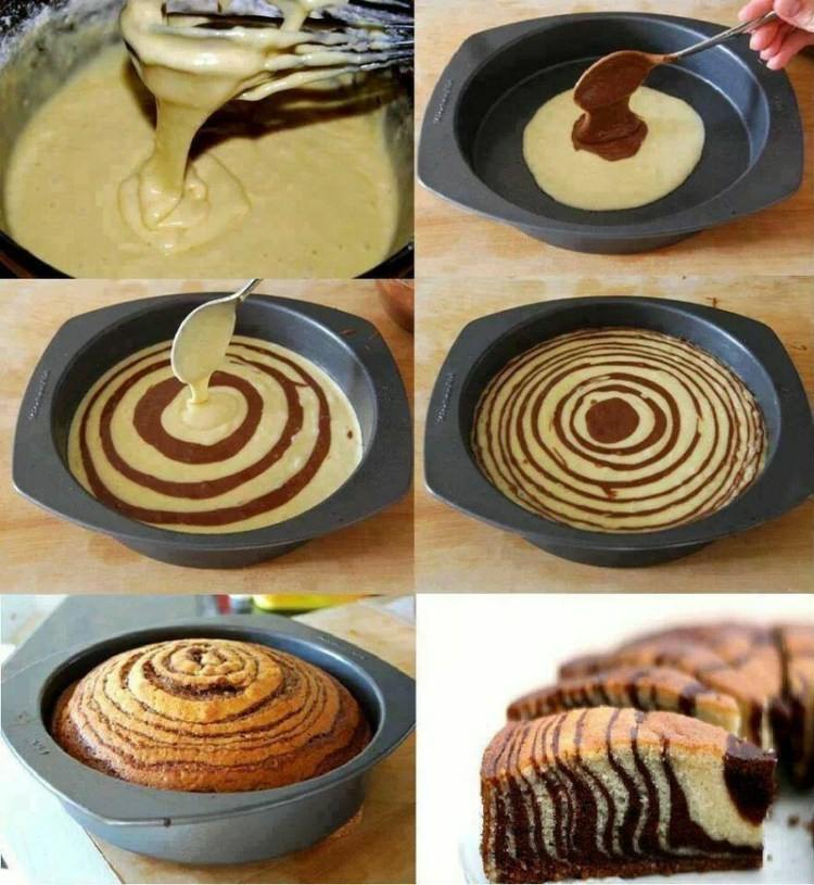 šťavnatý mramorový koláč zebra-vzor-forma na pečenie-cesto-lyžica-návod