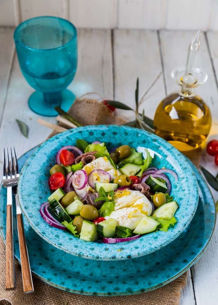 grécky šalát syr burrata recept lahodný