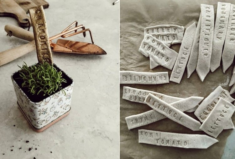 Nápady na soľné cesto do záhrady - značky rastlín pre hrnce a postele