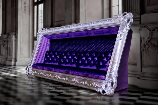 Dizajn sedacieho nábytku-Slokoski purpurovo-postriebrený rám-preglejkové penové lipové drevo