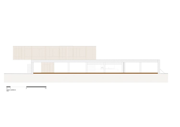 Prierez domu s plochou strechou